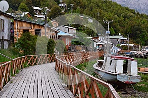 Caleta Tortel, a tiny coastal hamlet located in the midst of Aysen Southern ChileÃ¢â¬â¢s fjords photo